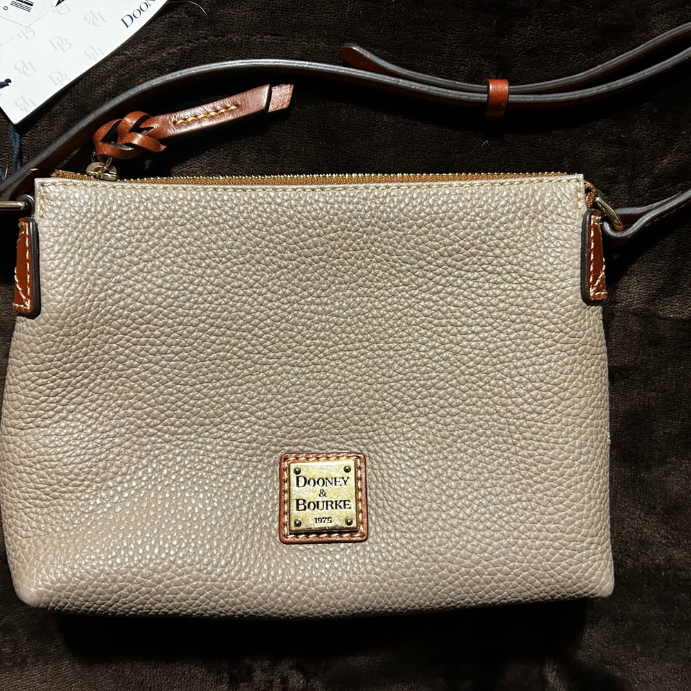 NWT Dooney & Bourke Pebble Leather Crossbody Bag - Taupe